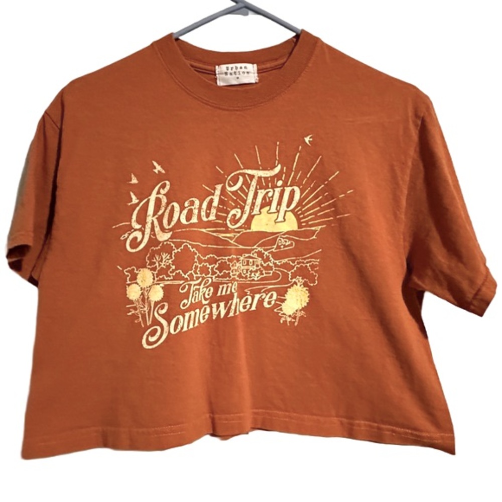 “Road Trip Take me Somewhere” Crop top size large